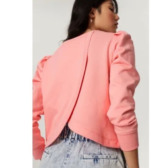 Milly Marianne pleated shoulder crossback sweatshirt pink 13526 - Picture 4 of 16